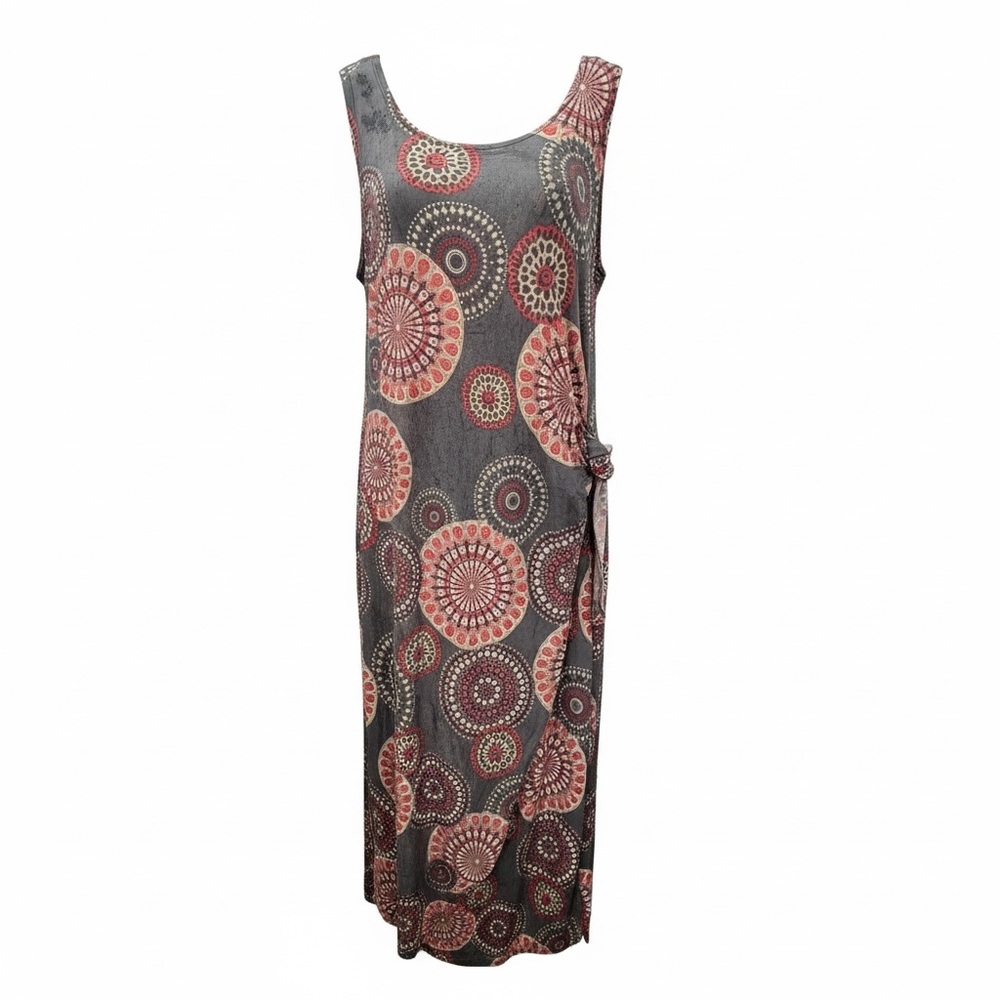 Signature by Robbie Bee Maxi Dress Size M Sleeveless Faux Wrap Geometric Print